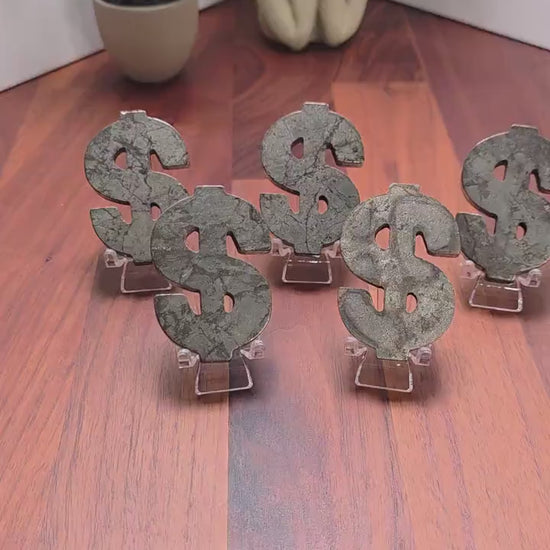 Pyrite Dollar Sign Carving: Golden Fools Gold