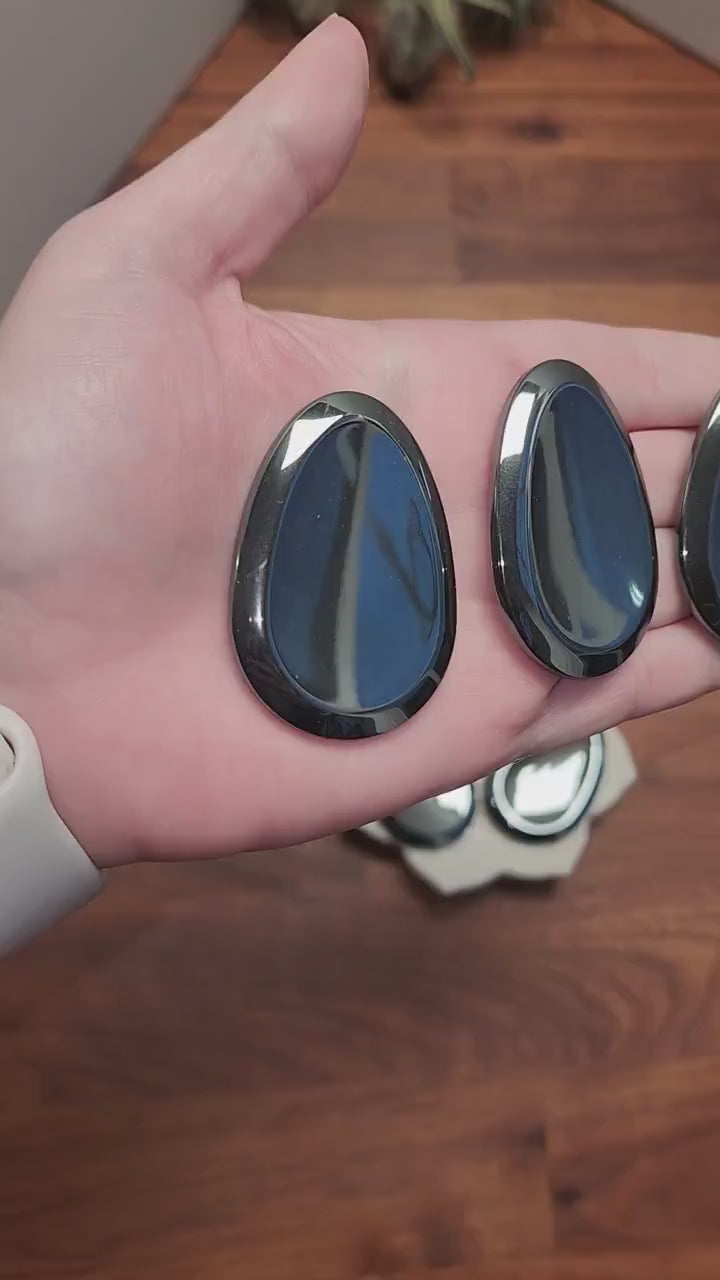 Hematite Worry Stones | 1.7" | Shiny Silver | Intuitively Chosen