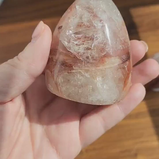 Fire Quartz Crystal Free Form: Red Hematoid Quartz with Rainbows