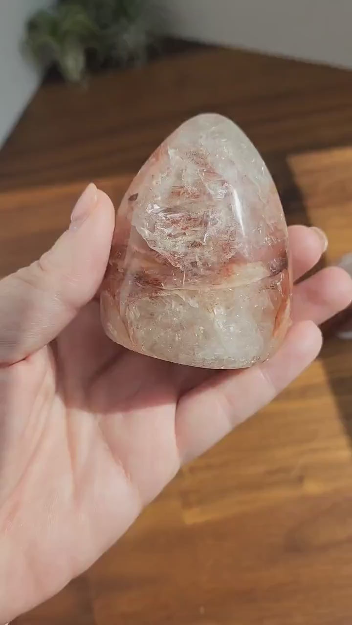 Fire Quartz Crystal Free Form: Red Hematoid Quartz with Rainbows
