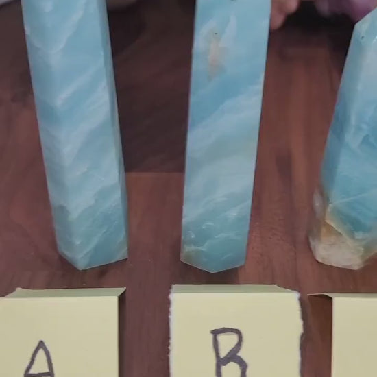 Caribbean Calcite Crystal Tower: Blue, White & Brown Decor