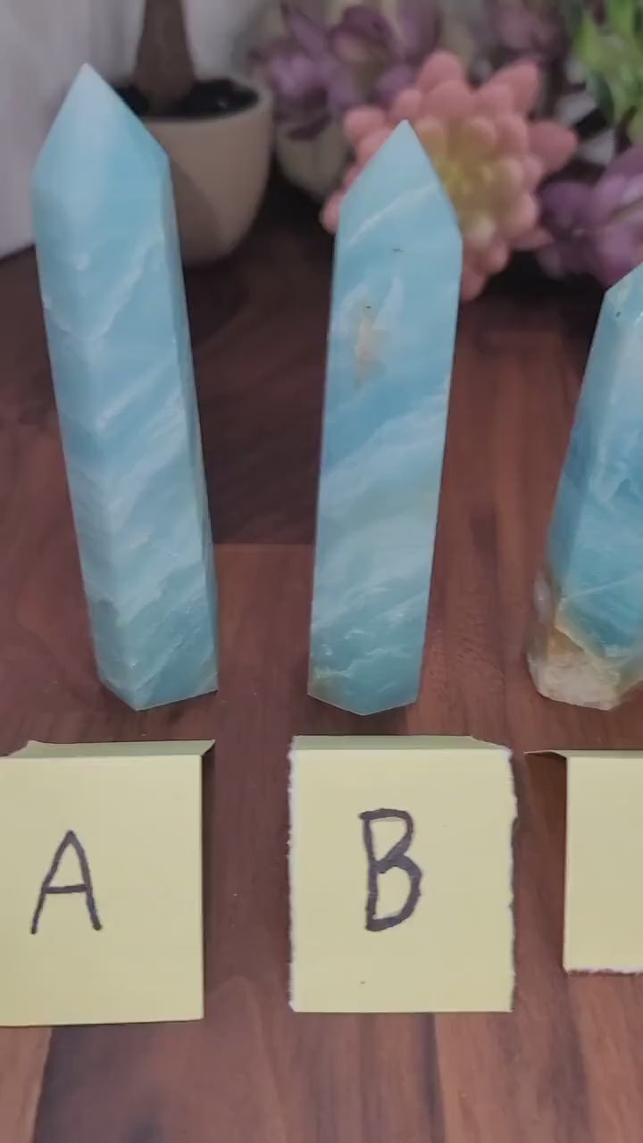 Caribbean Calcite Crystal Tower: Blue, White & Brown Decor