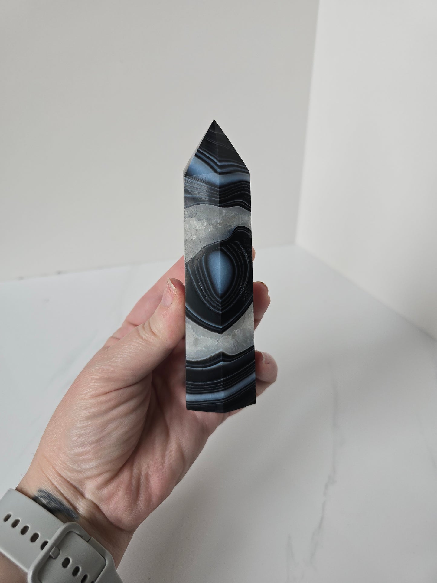 Black Banded Agate Tower - B
