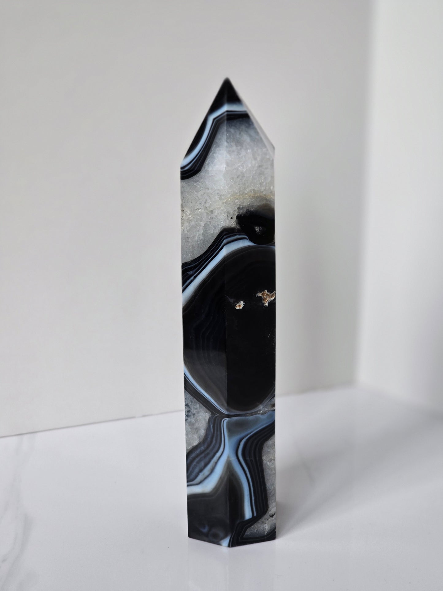 Black Banded Agate Tower - A