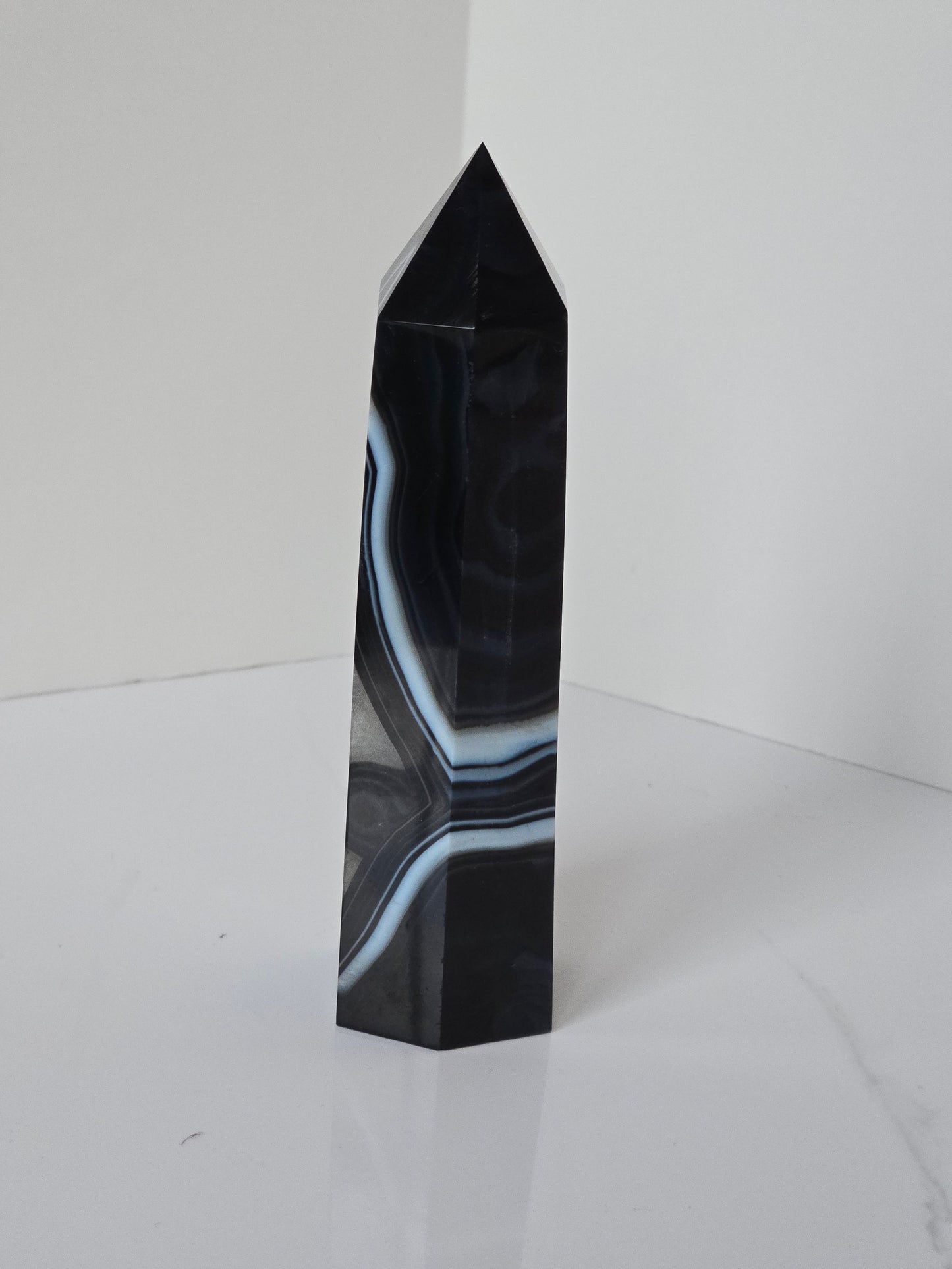 Black Banded Agate Tower - C