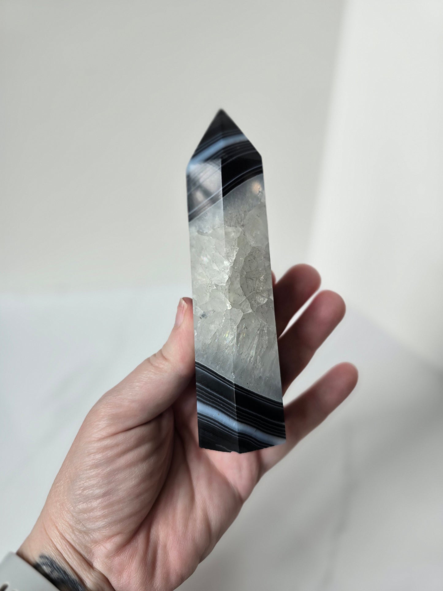 Black Banded Agate Tower - B