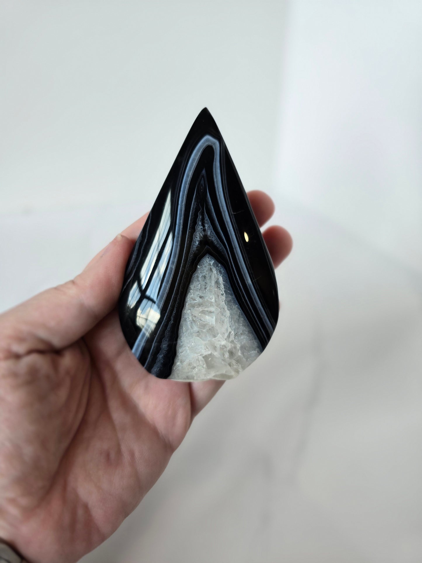 Black Banded Agate Teardrop - A