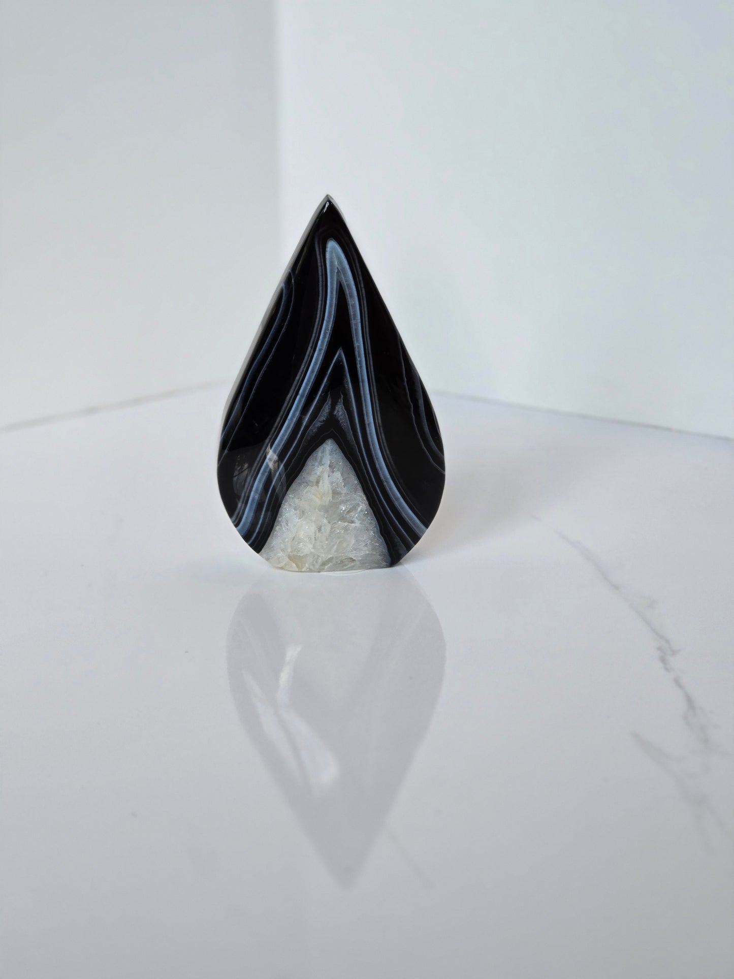 Black Banded Agate Teardrop - A
