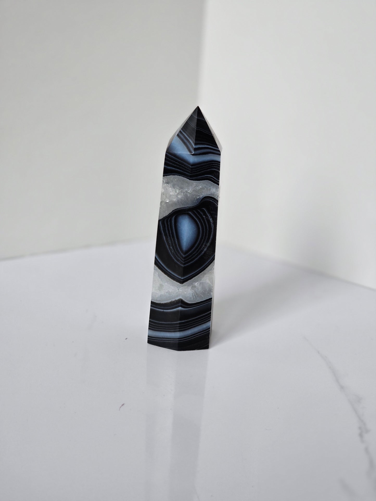 Black Banded Agate Tower - B