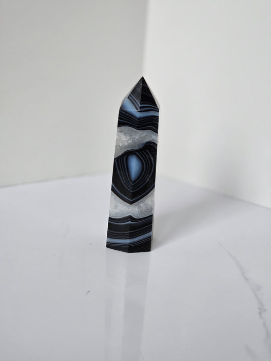 Black Banded Agate Tower - B