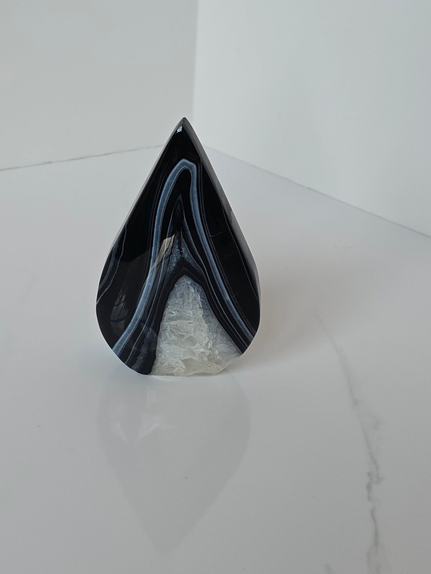 Black Banded Agate Teardrop - A