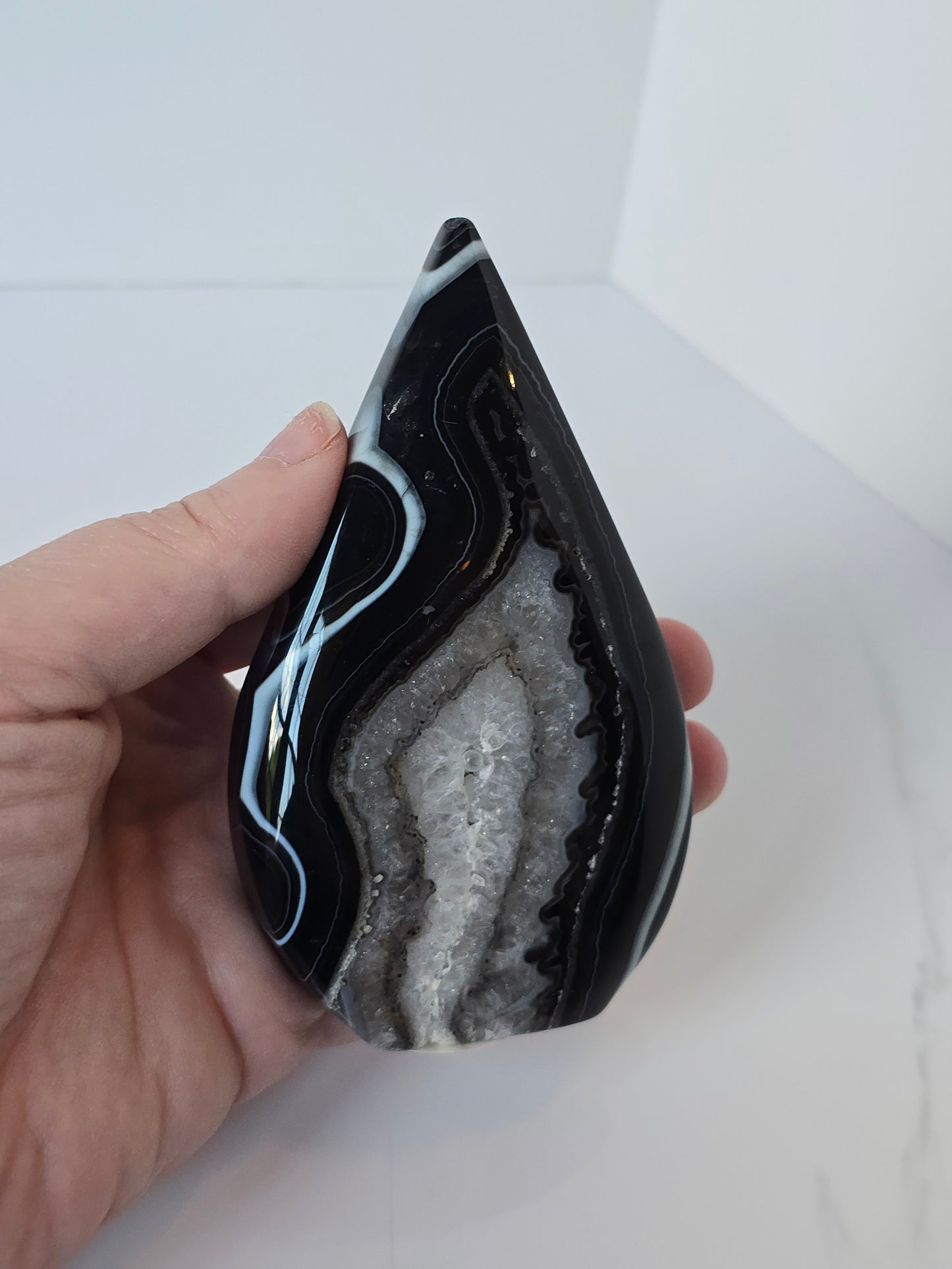 Black Banded Agate Teardrop - B
