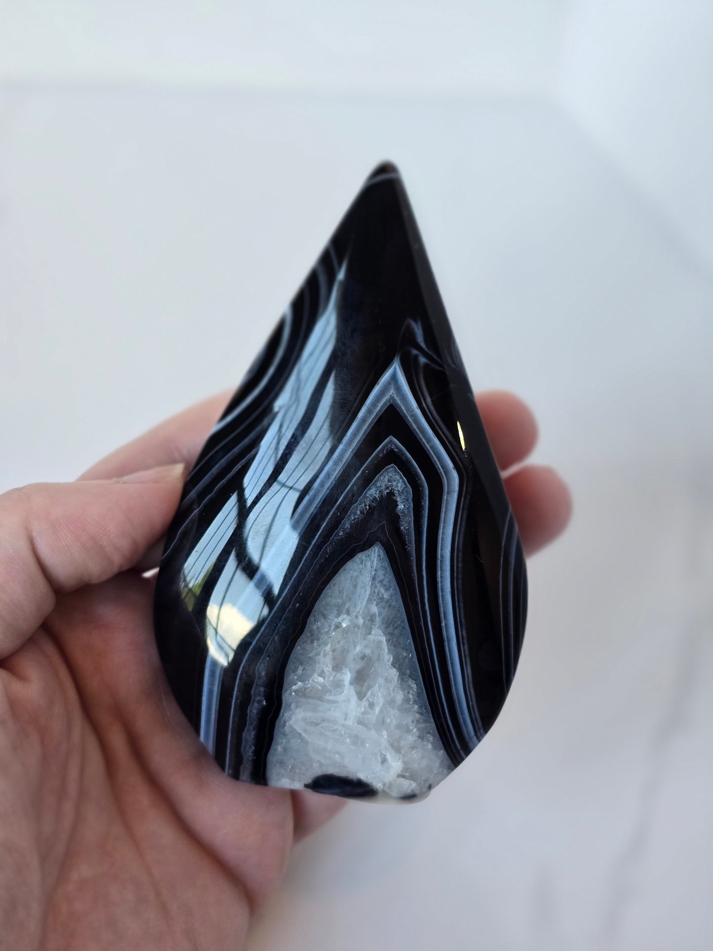 Black Banded Agate Teardrop - C