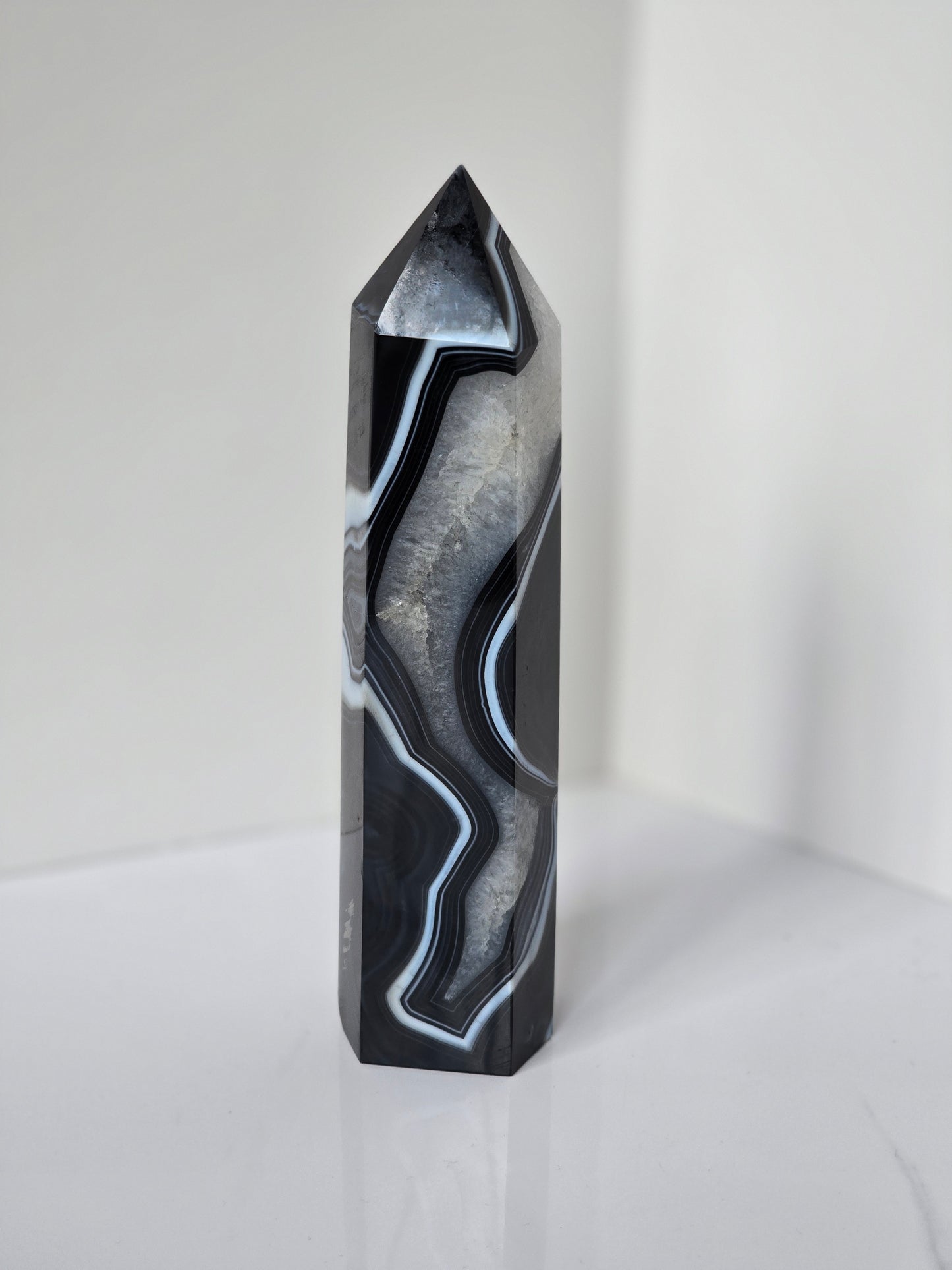 Black Banded Agate Tower - A