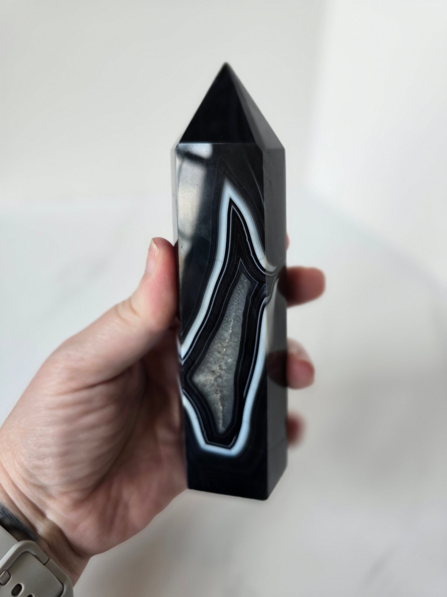 Black Banded Agate Tower - C