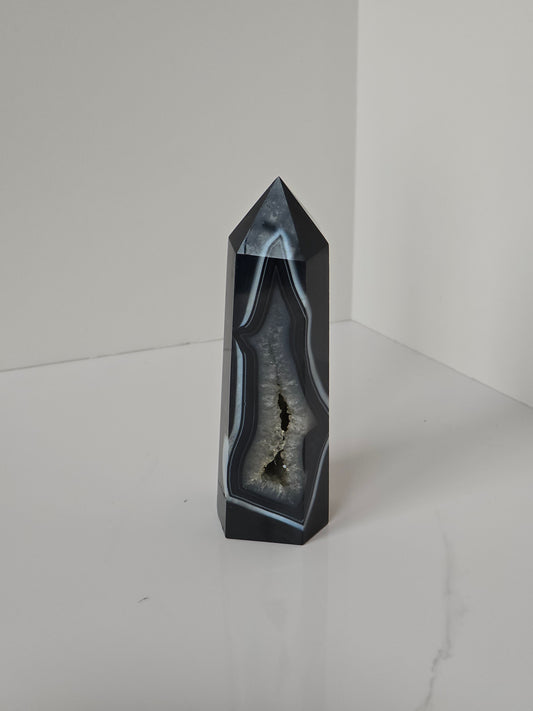 Black Banded Agate Tower - C