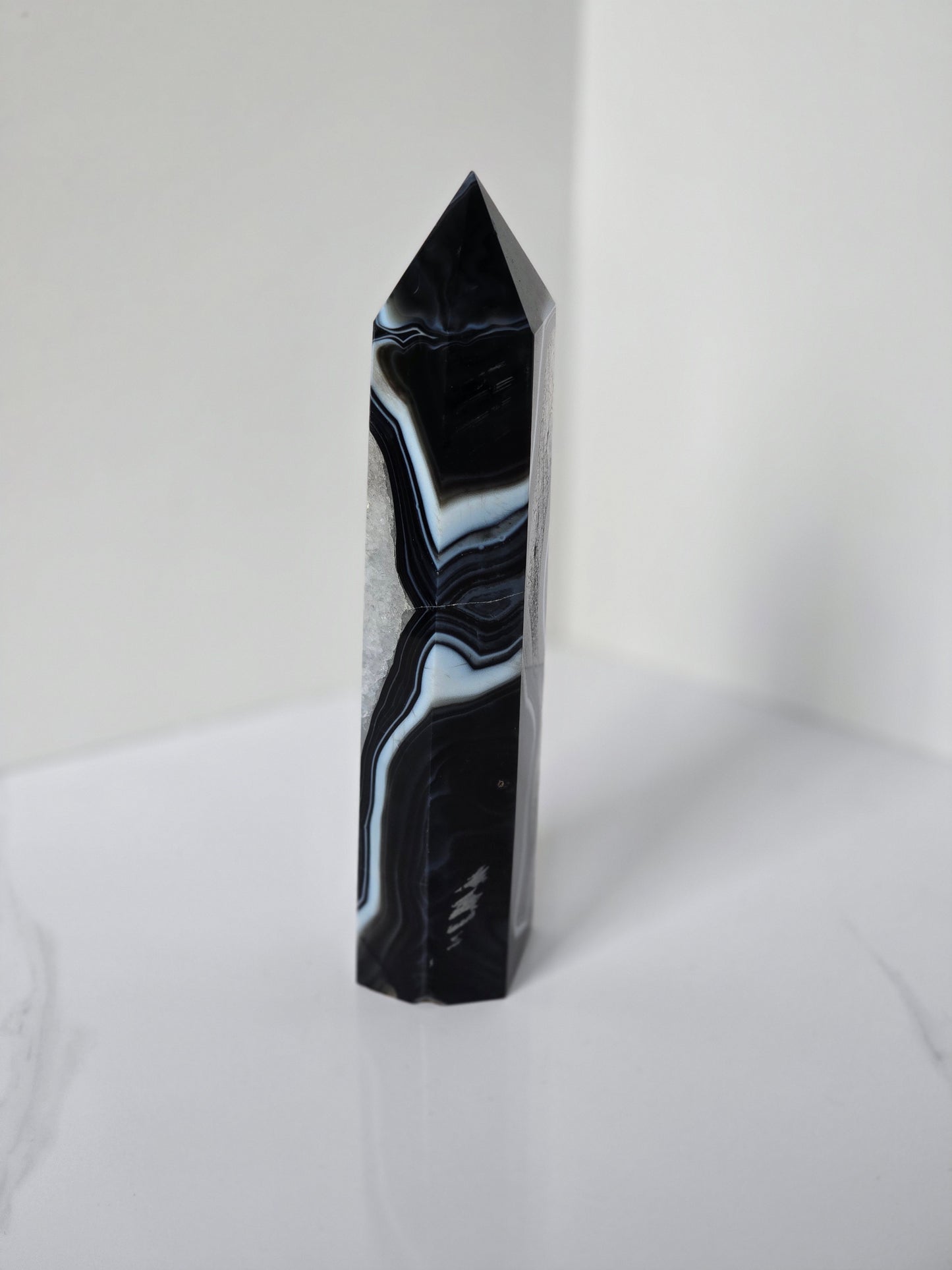 Black Banded Agate Tower - A