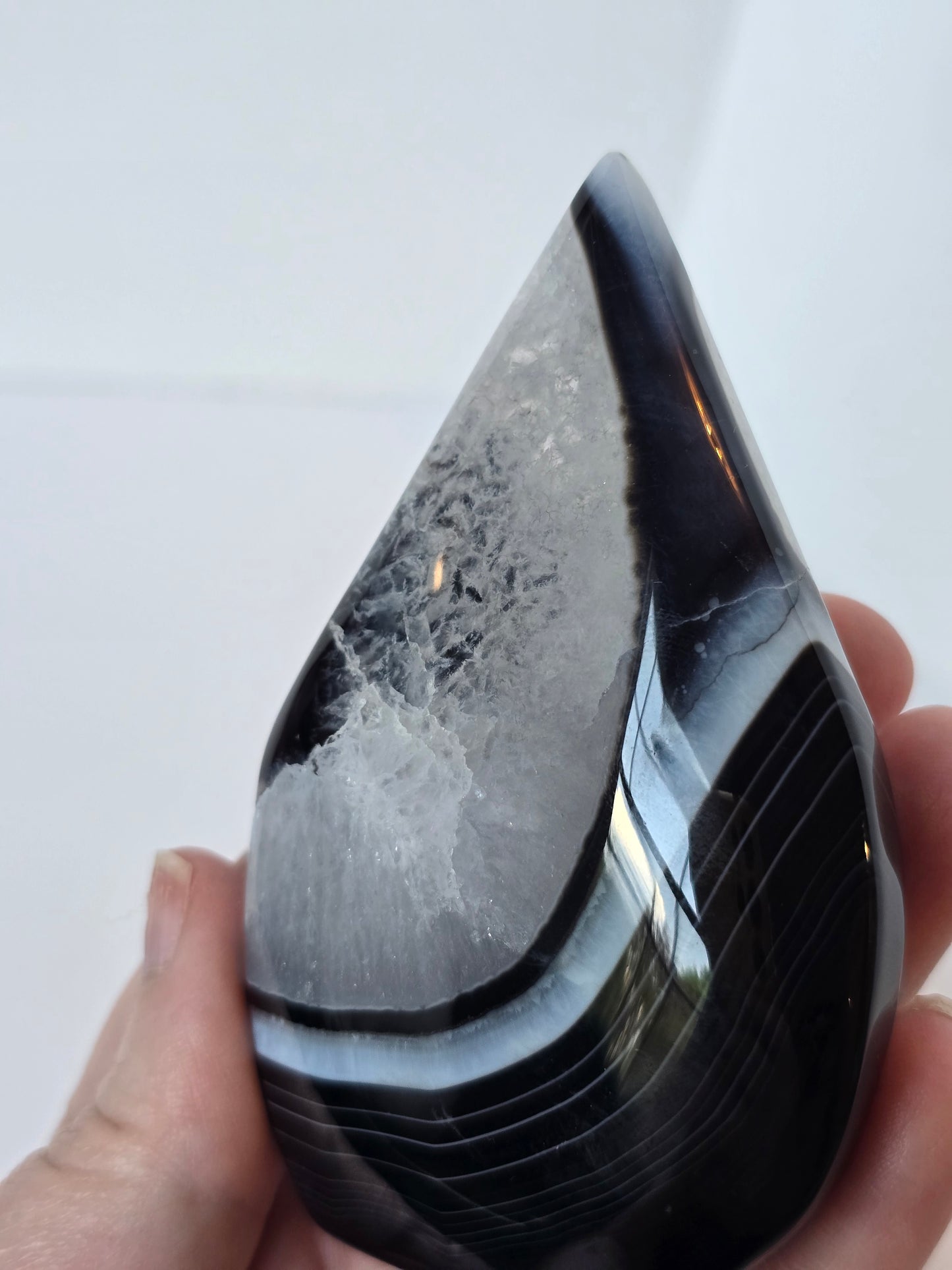 Black Banded Agate Teardrop - E