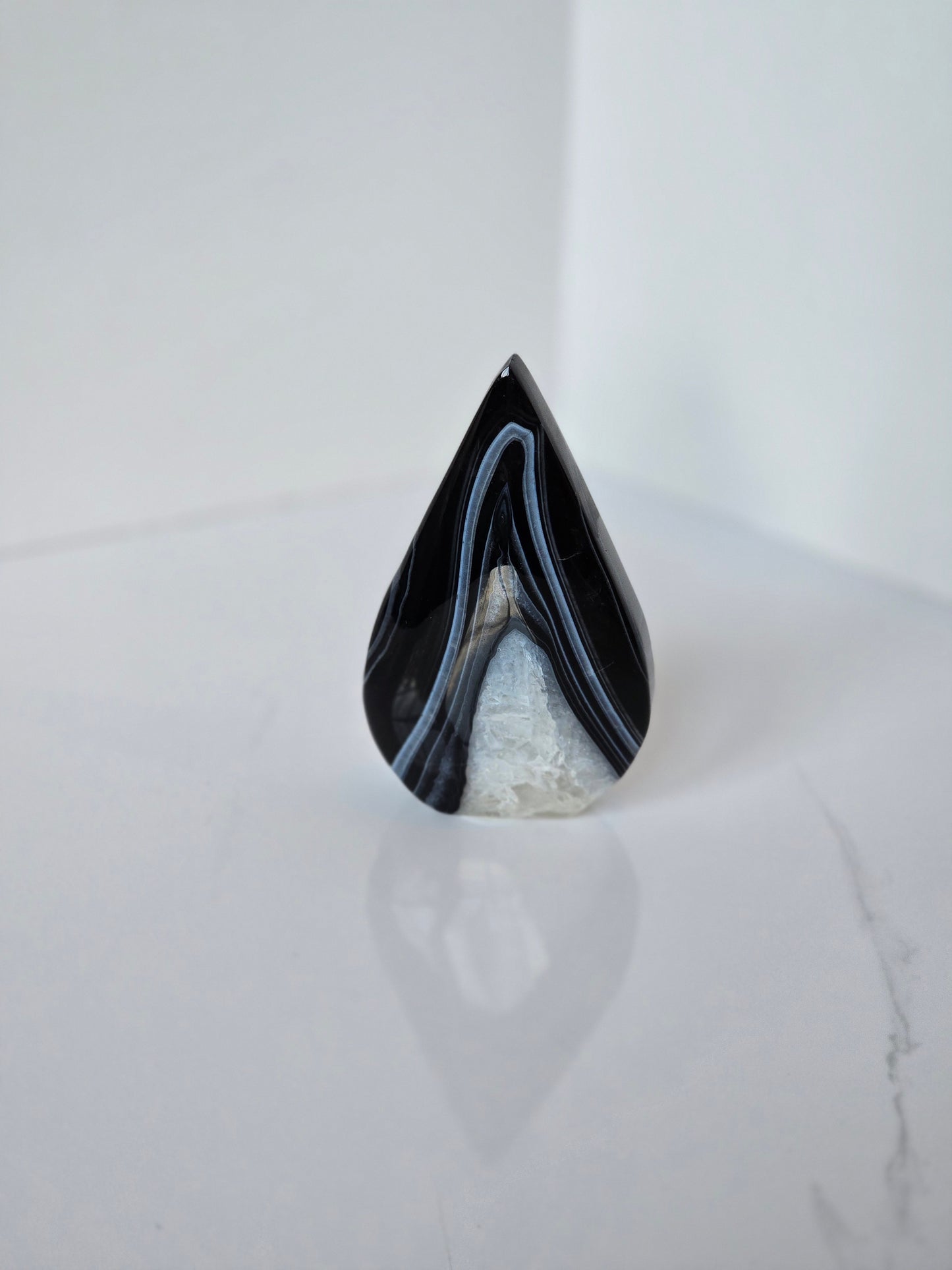 Black Banded Agate Teardrop - A