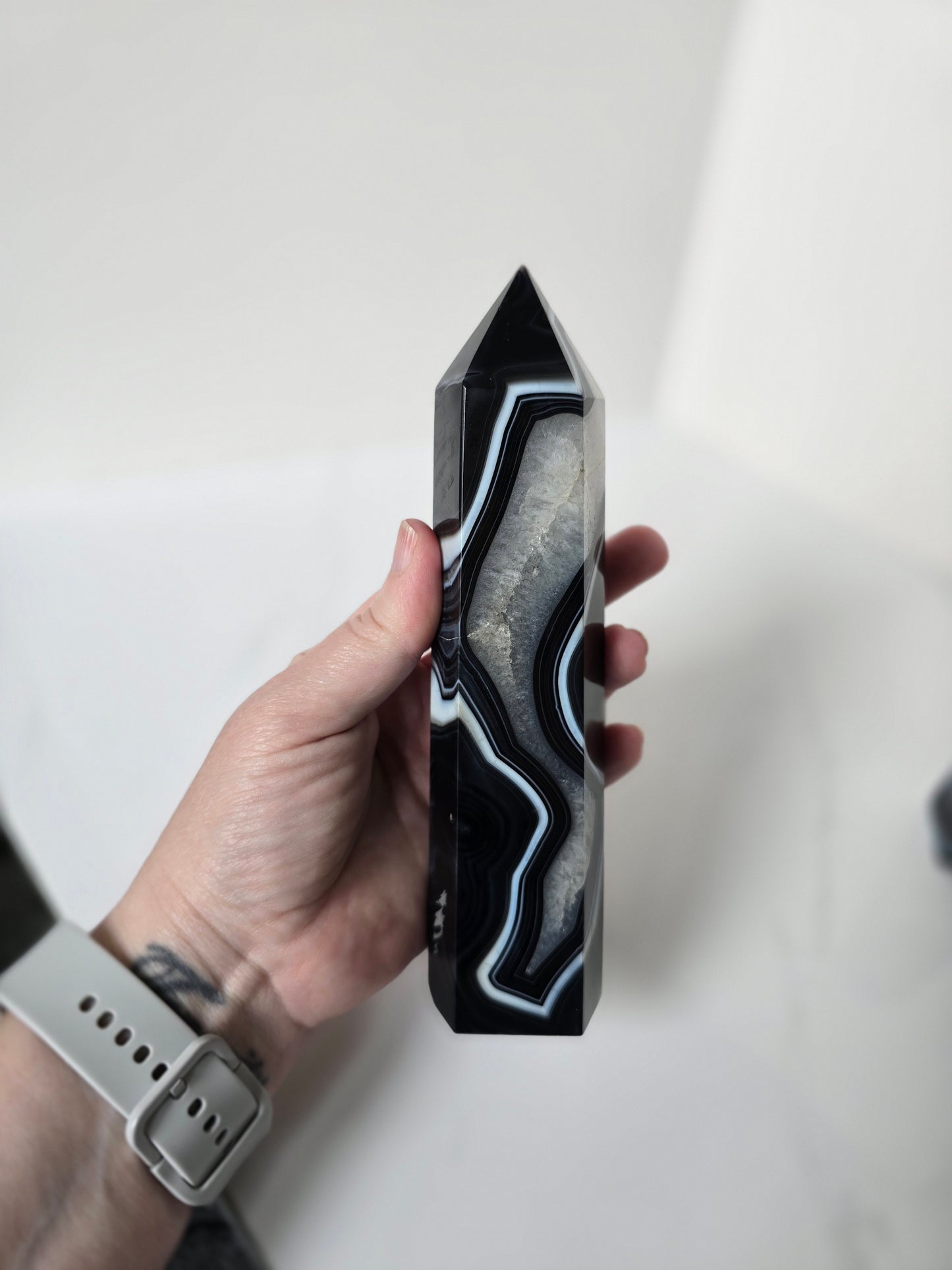 Black Banded Agate Tower - A