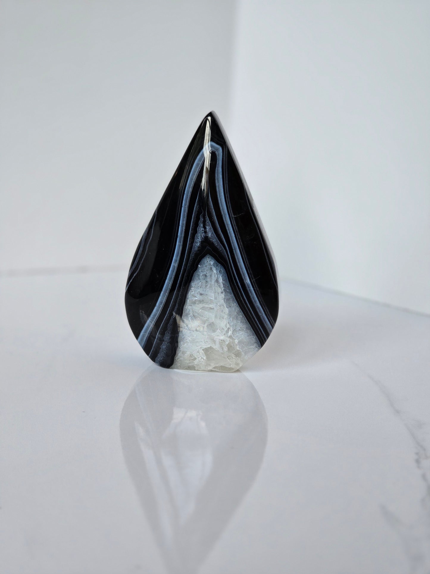 Black Banded Agate Teardrop - A