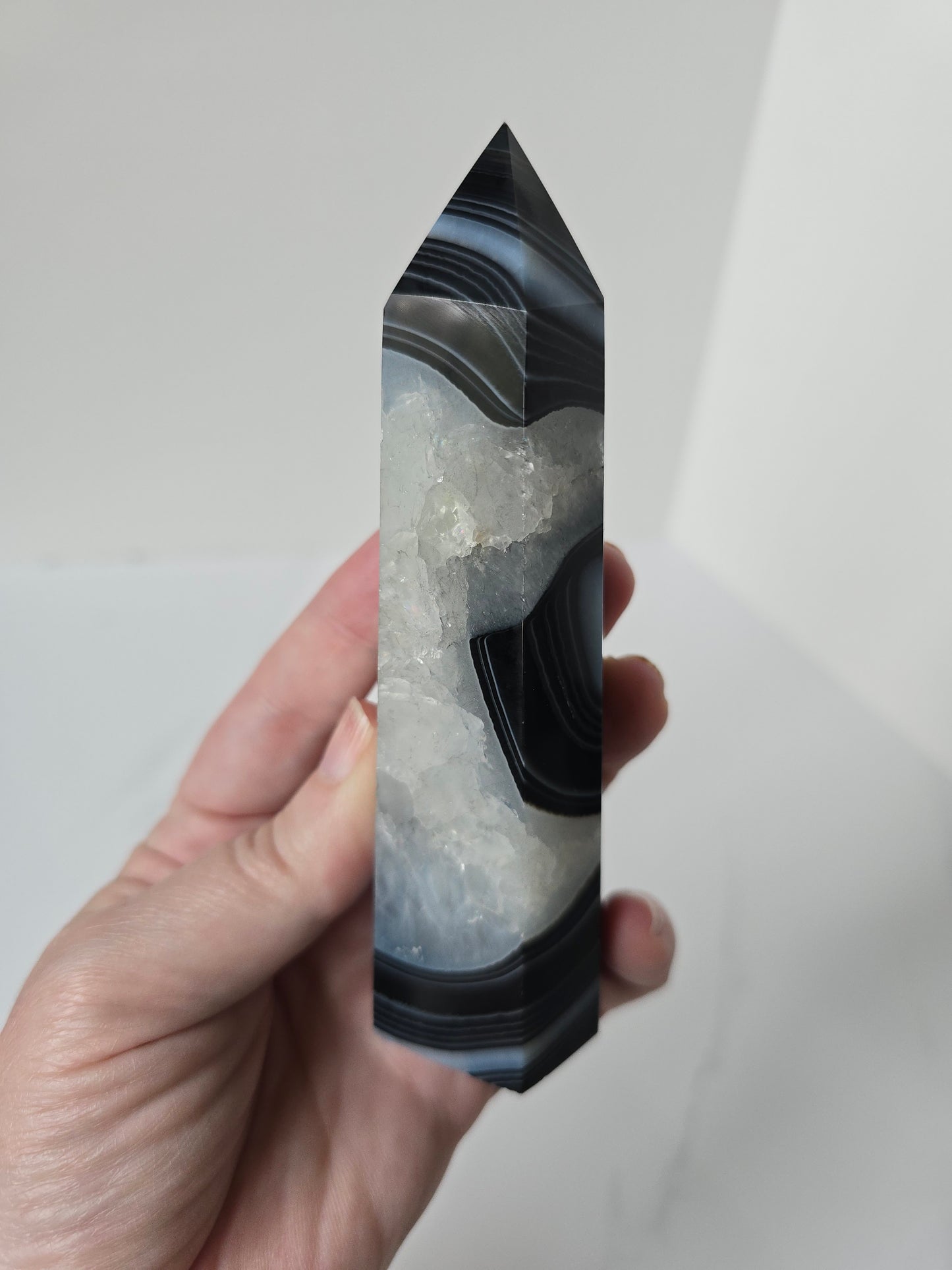 Black Banded Agate Tower - B