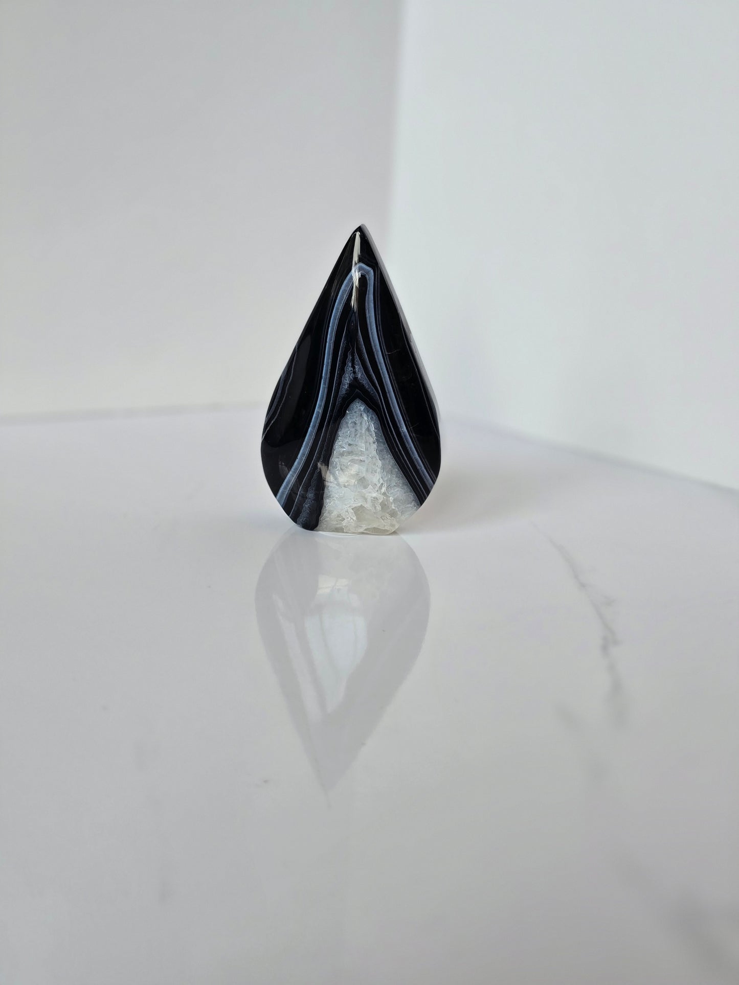 Black Banded Agate Teardrop - A