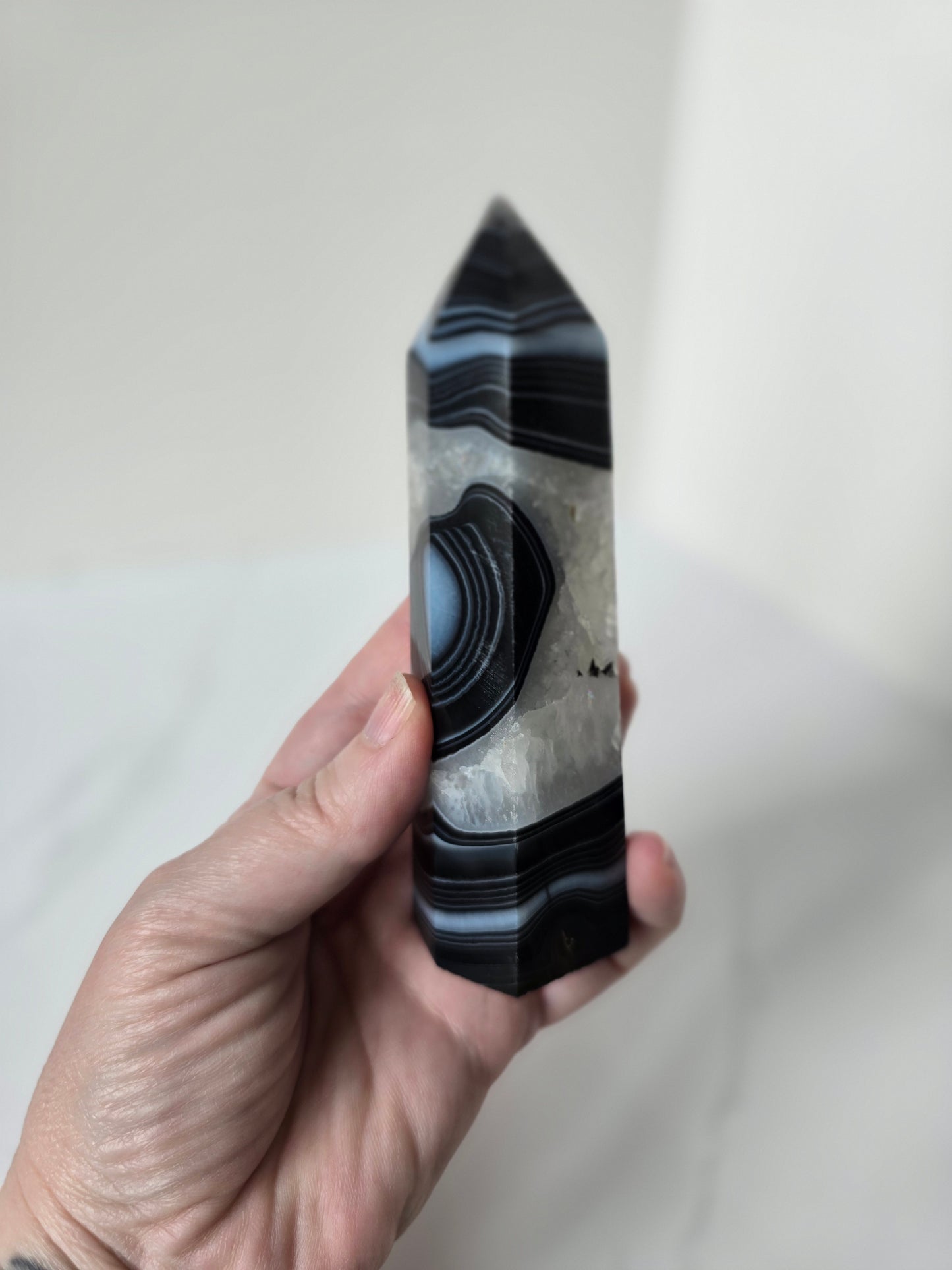 Black Banded Agate Tower - B