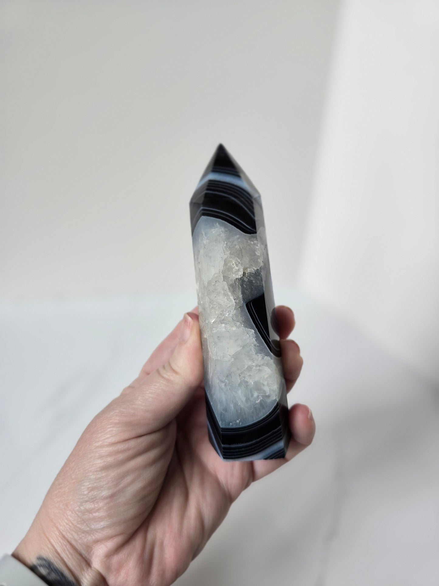 Black Banded Agate Tower - B