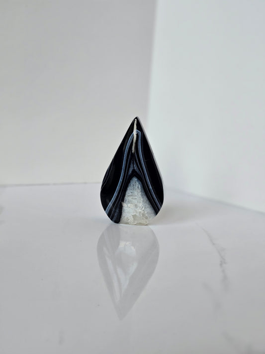 Black Banded Agate Teardrop - A