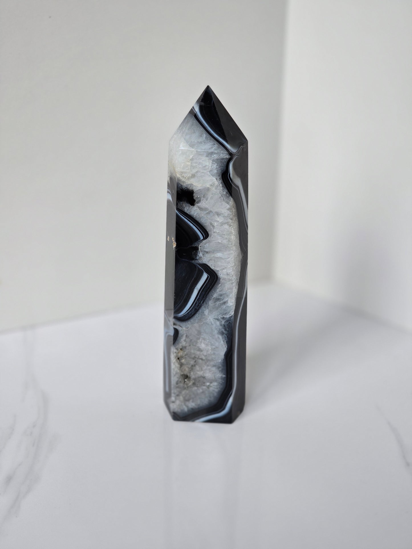 Black Banded Agate Tower - A