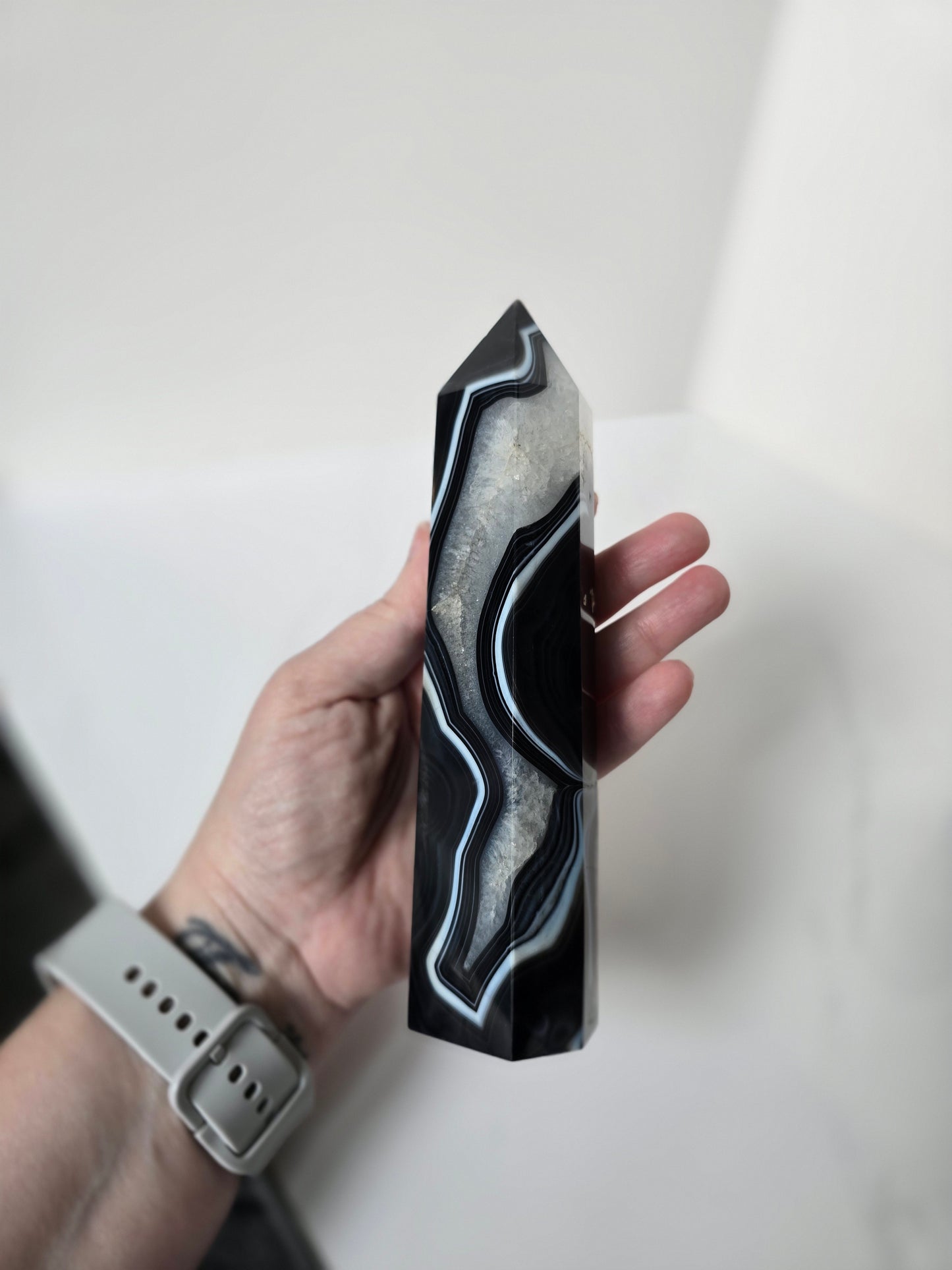 Black Banded Agate Tower - A