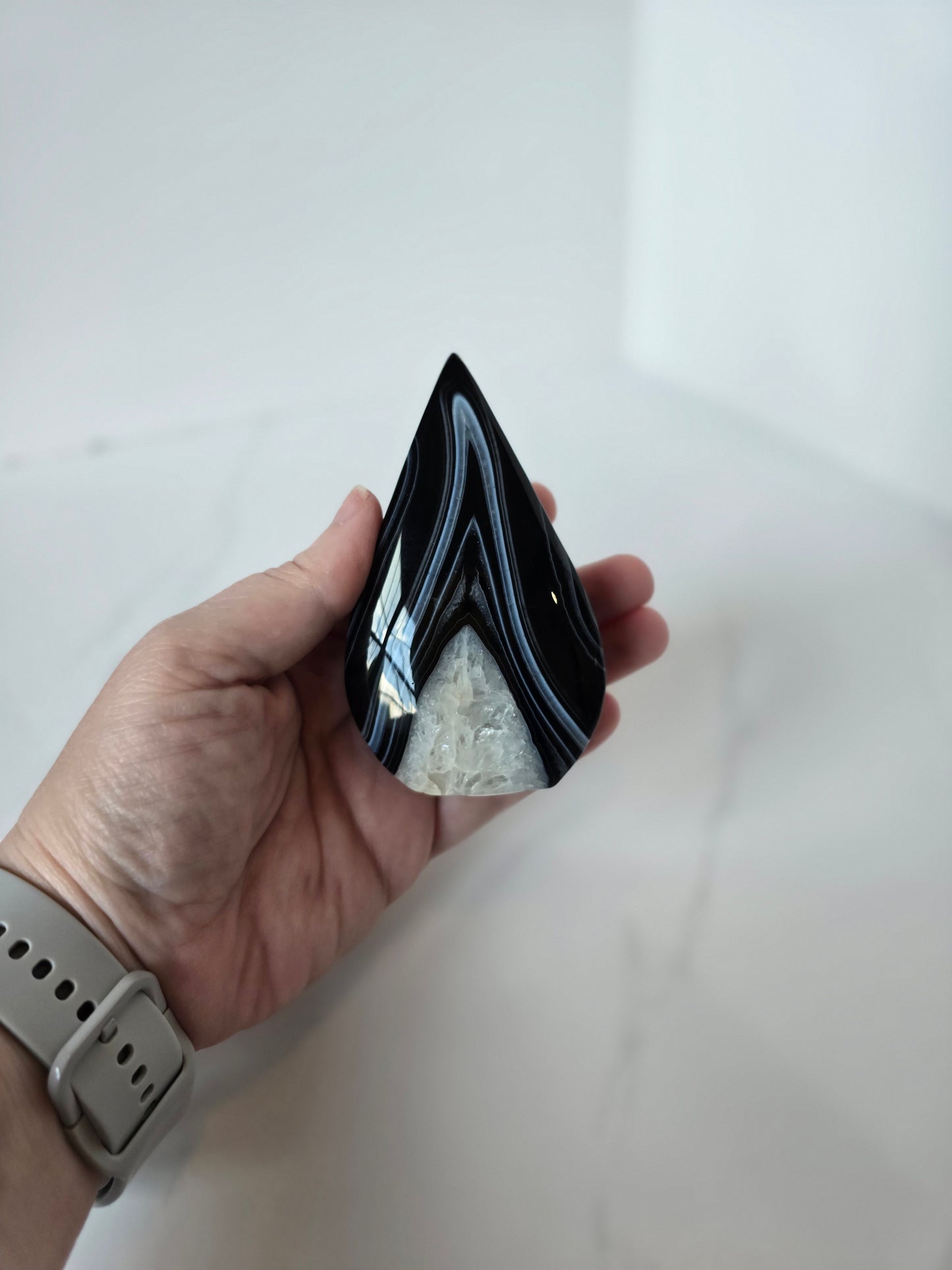 Black Banded Agate Teardrop - A