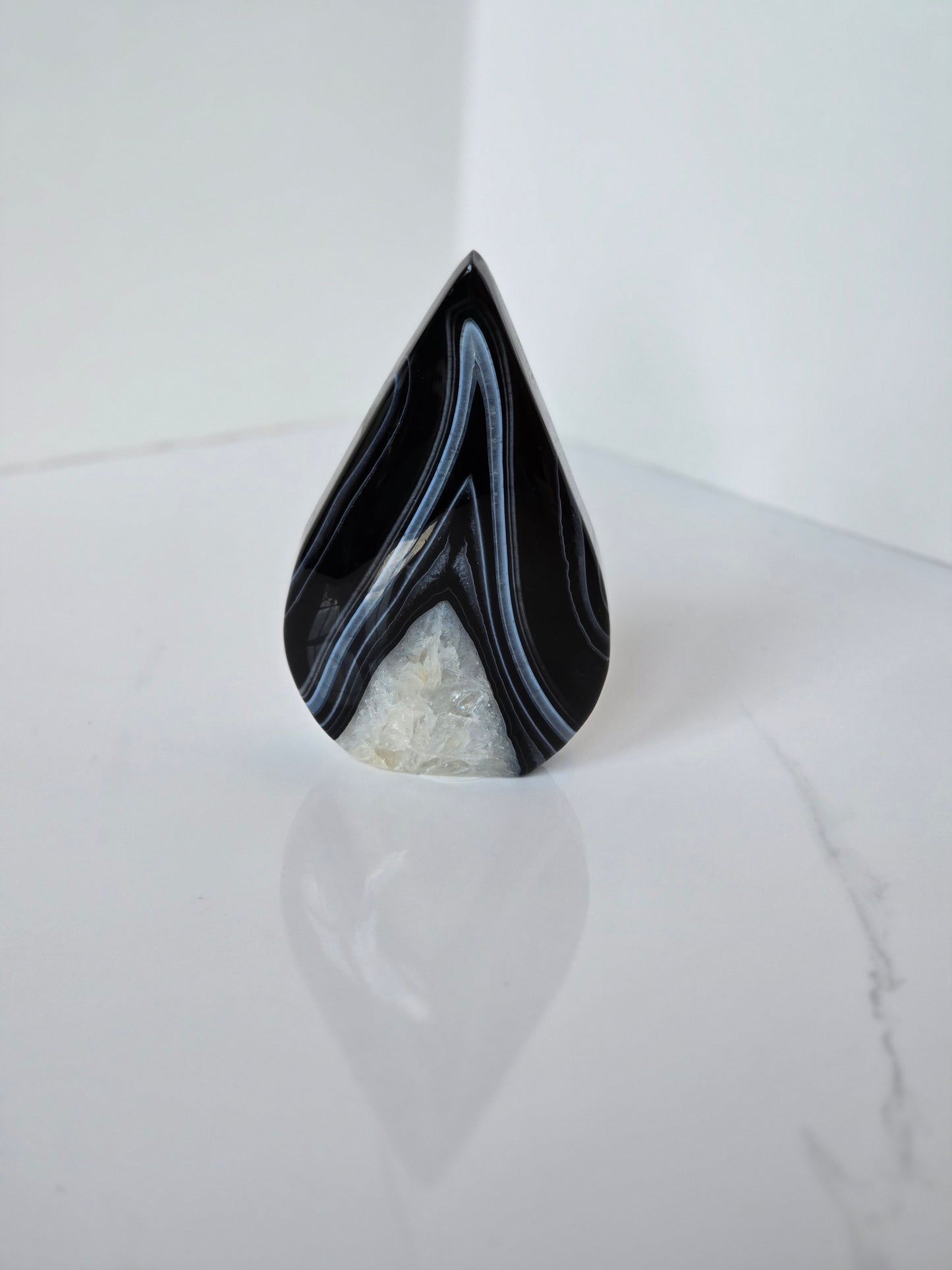 Black Banded Agate Teardrop - A