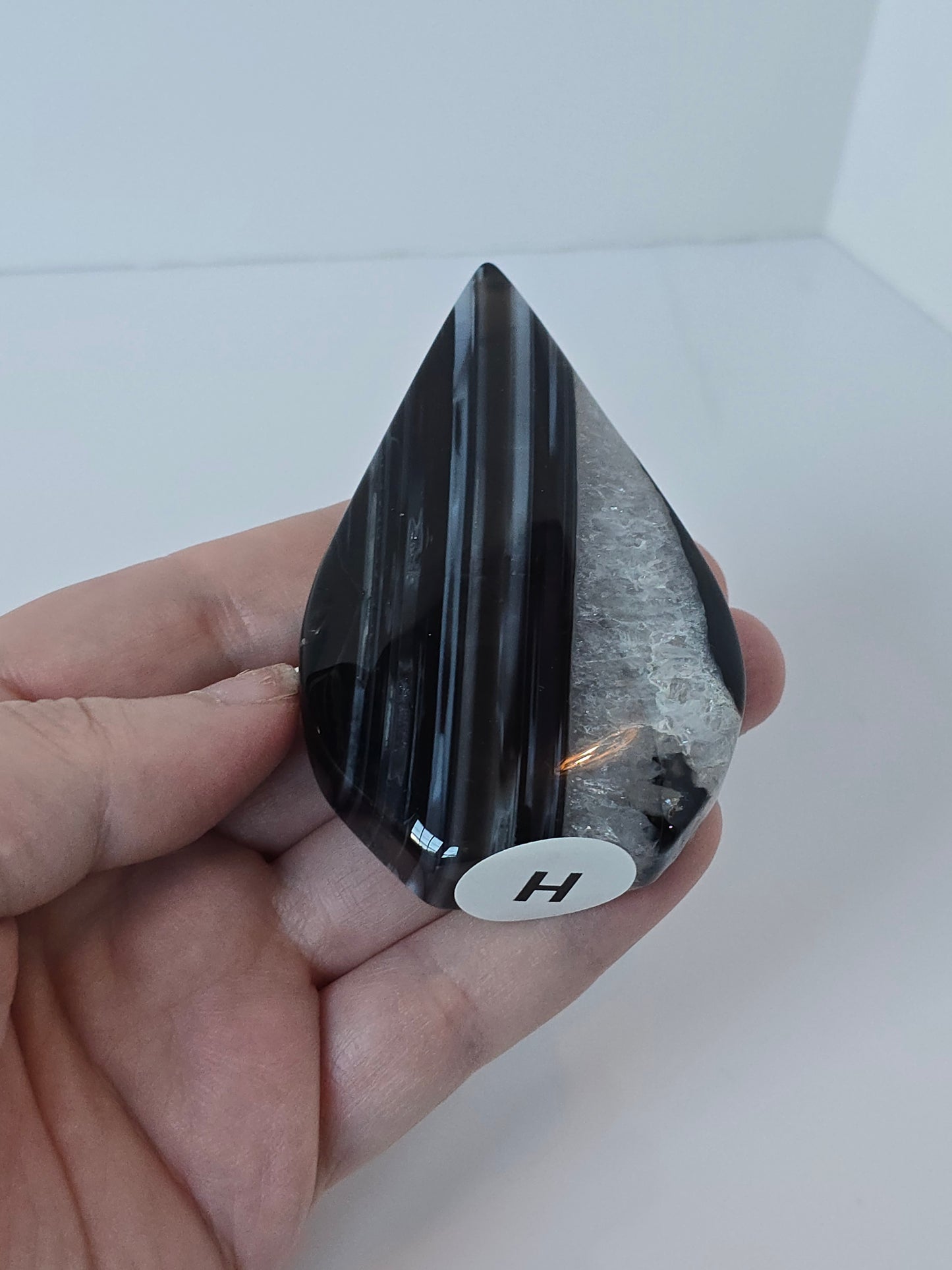 Black Banded Agate Teardrop - H