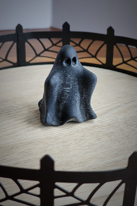 Black Obsidian Ghost Carving, NATURAL Hand-Carved Halloween item for Spooky Season. Only One Available!