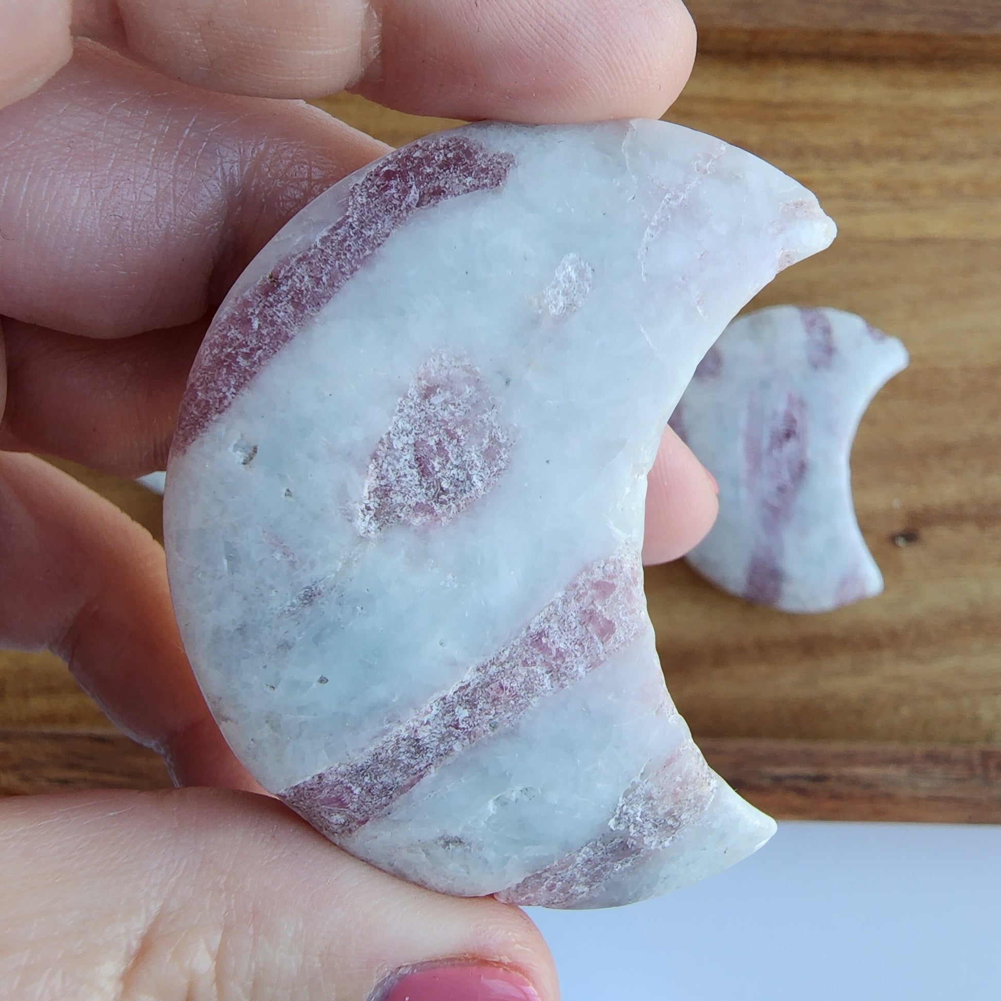 Pink Tourmaline in Quartz Moon Carving. Intuitively chosen just for you!