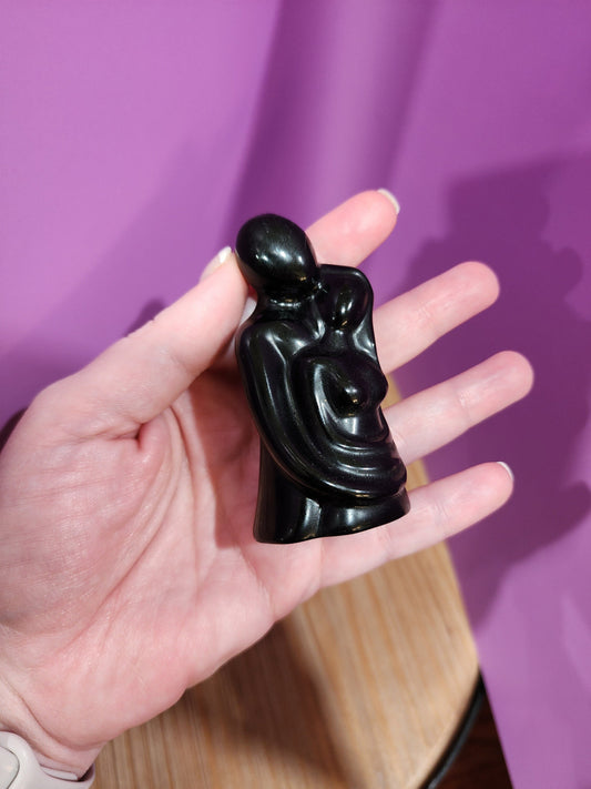Black Obsidian Couple Embracing | Couple's Crystal | Valentine's Day Carving | Valentine Gifts for Crystal Lovers | Only ONE Available