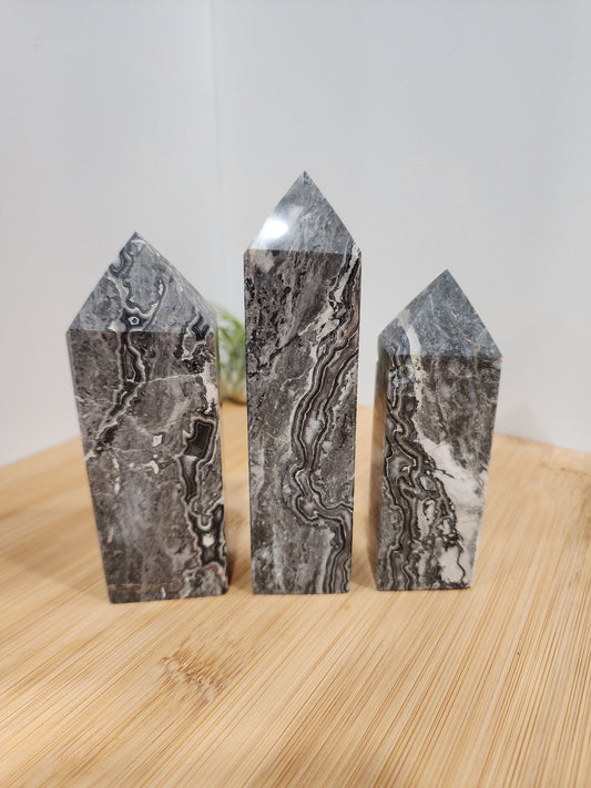 Picasso Jasper Tower | Large Zebra Jasper Crystal Point | Black & White Banded Crystals | Statement Pieces | Choose Your Crystal!