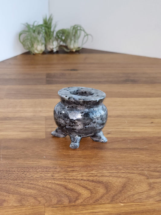 Crystal Cauldron | Larvakite Flash | Spooky Season Crystals | Witchy Vibes Decor | Halloween Decorations | Witch's Altar Display