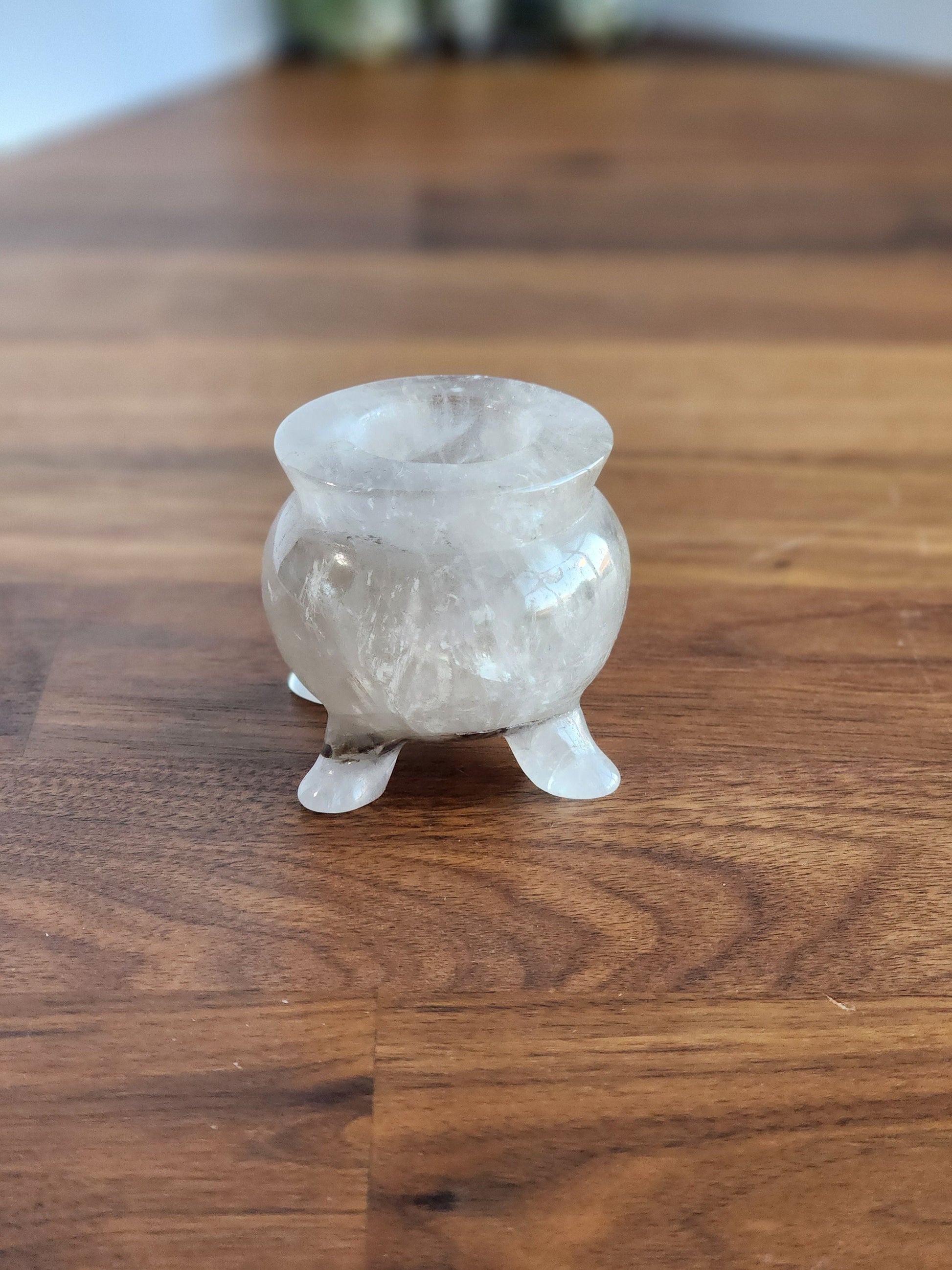 Crystal Cauldron | Clear Quartz | Spooky Season Crystals | Witchy Vibes Decor | Halloween Decorations | Witch's Altar Display
