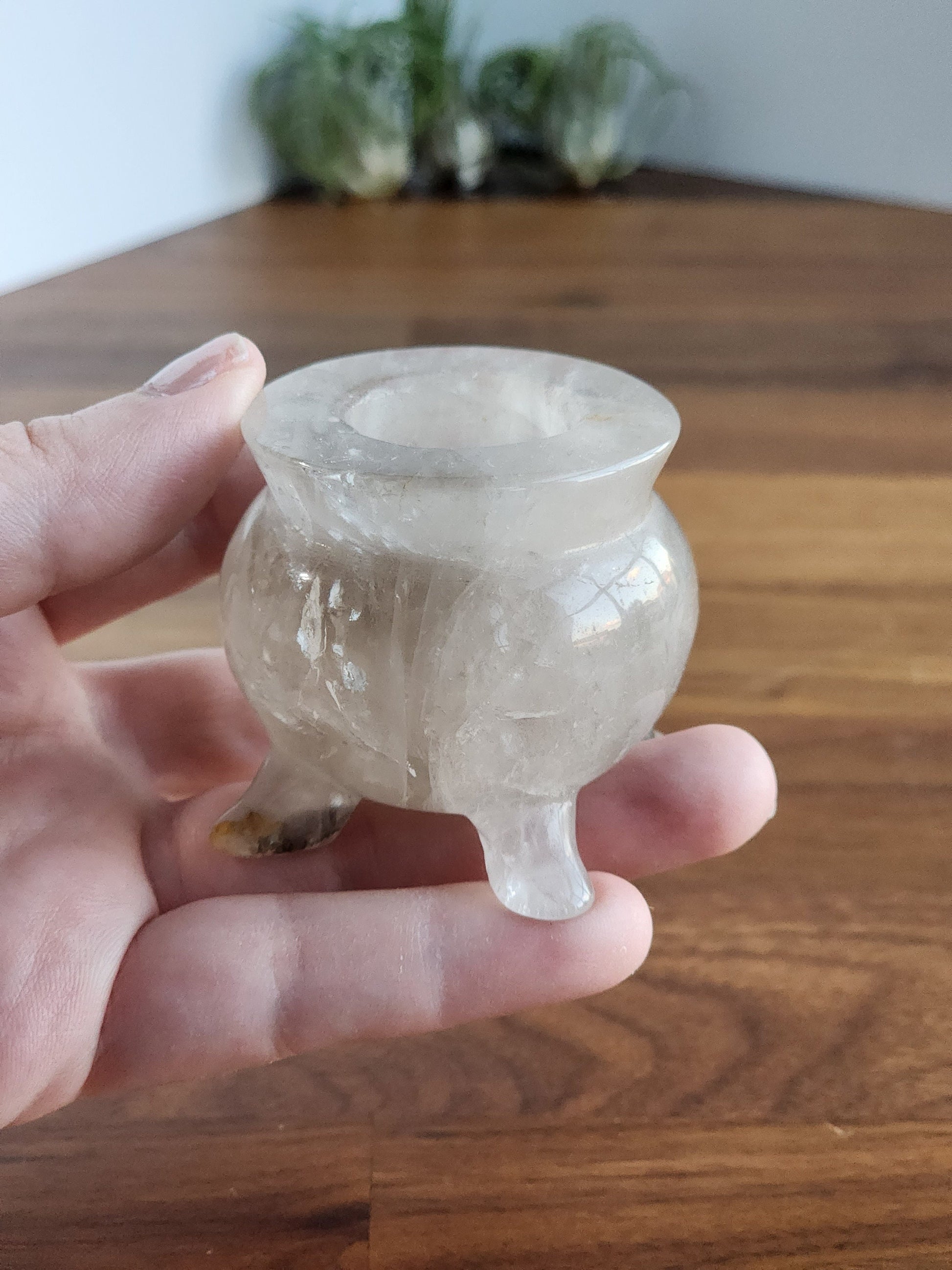 Crystal Cauldron | Clear Quartz | Spooky Season Crystals | Witchy Vibes Decor | Halloween Decorations | Witch's Altar Display