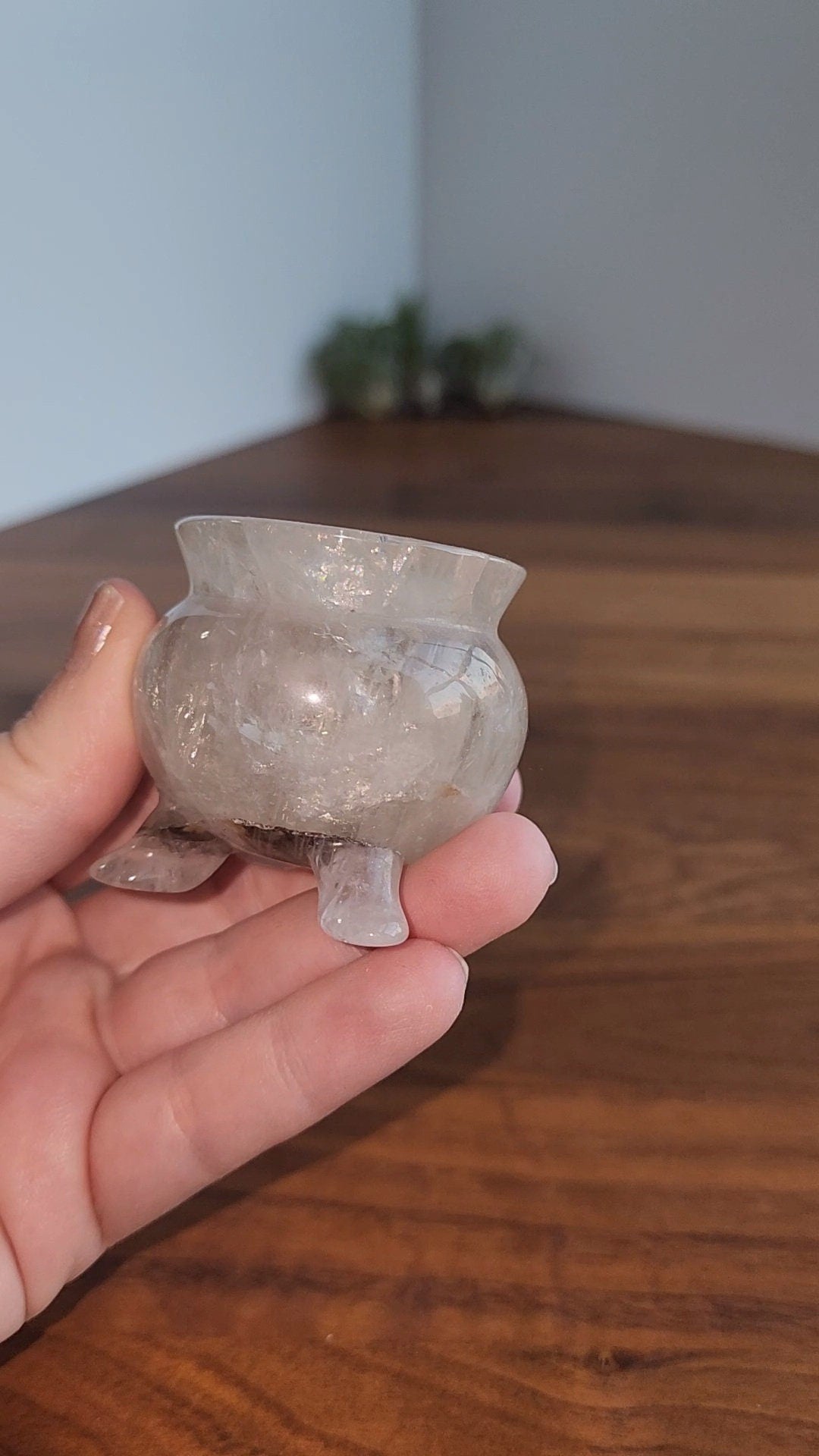 Crystal Cauldron | Clear Quartz | Spooky Season Crystals | Witchy Vibes Decor | Halloween Decorations | Witch's Altar Display