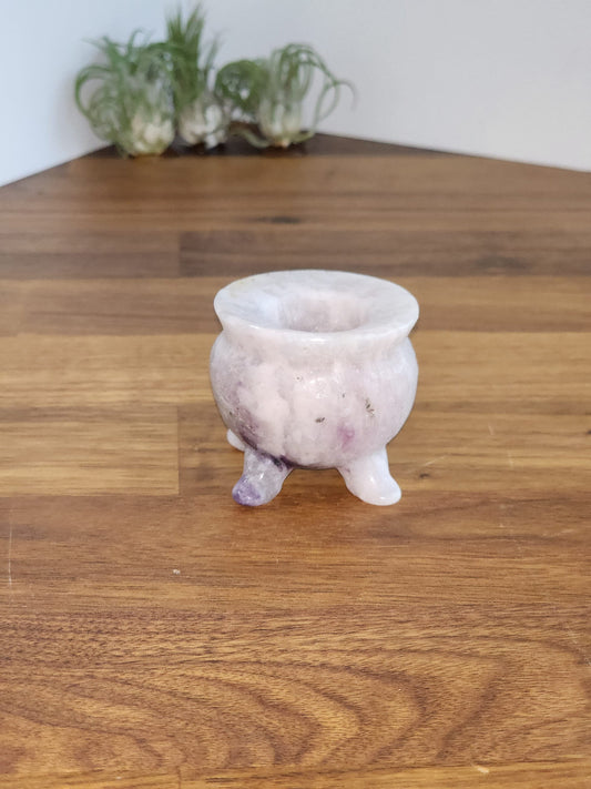Crystal Cauldron | Light Purple Lepidolite | Spooky Season Crystals | Witchy Vibes Decor | Halloween Decorations | Witch's Altar Display