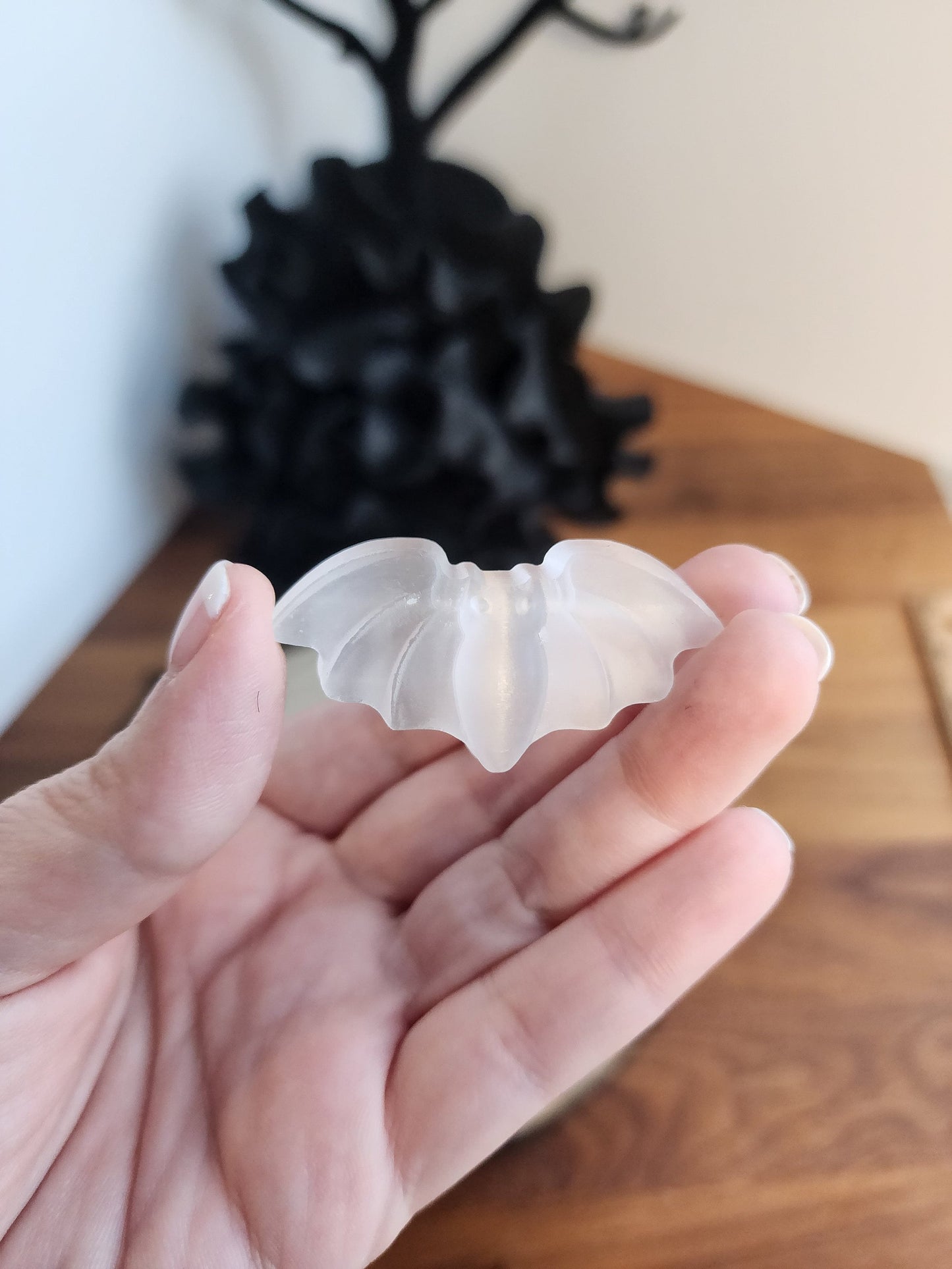 Selenite Mini Bat | White Bat | Delicate