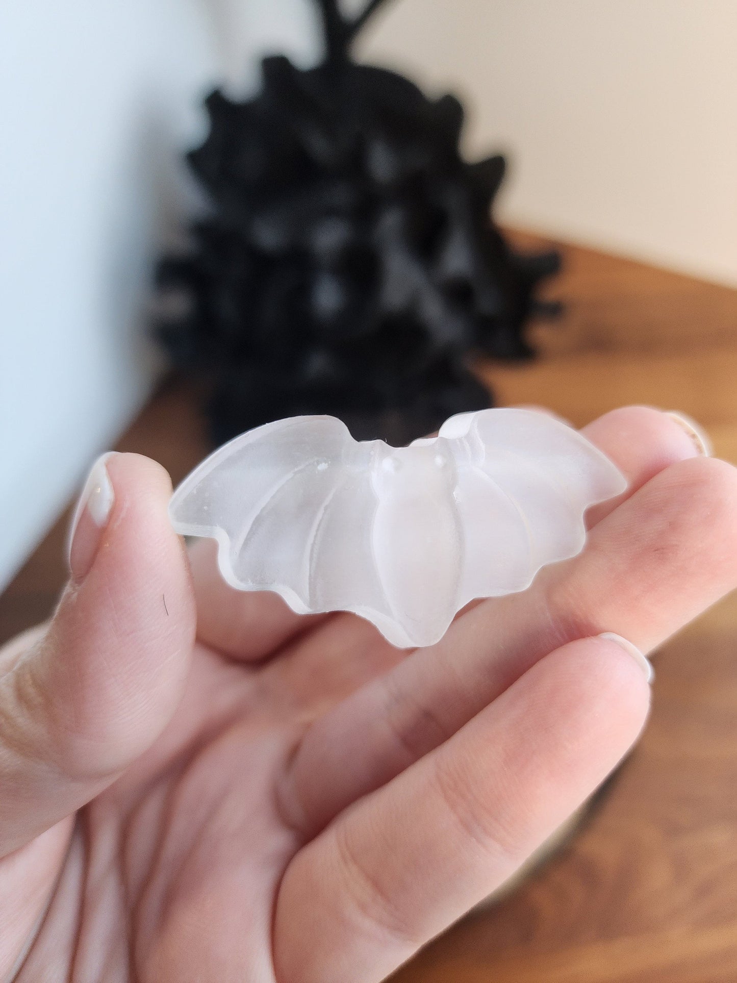Selenite Mini Bat | White Bat | Delicate