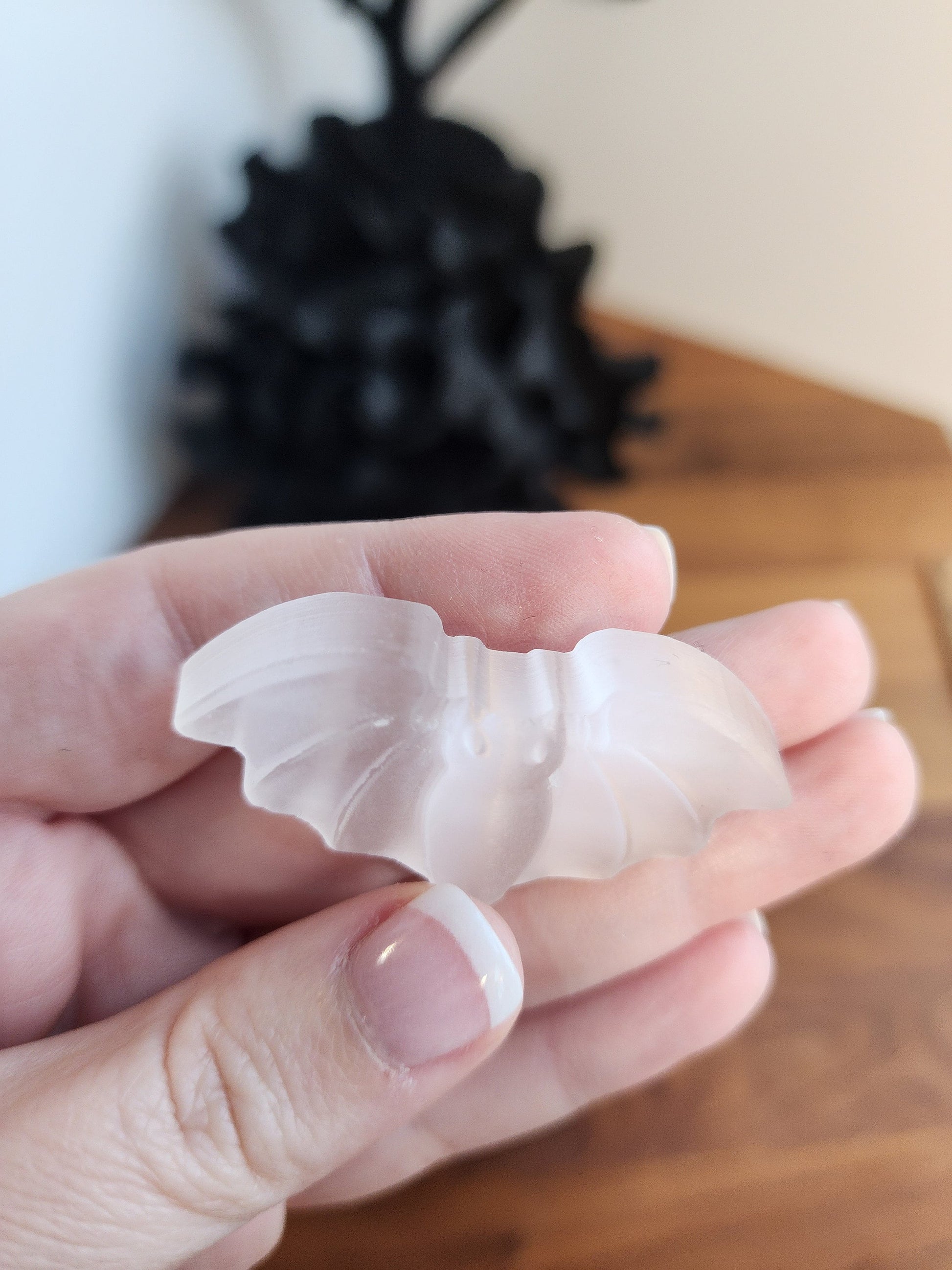Selenite Mini Bat | White Bat | Delicate