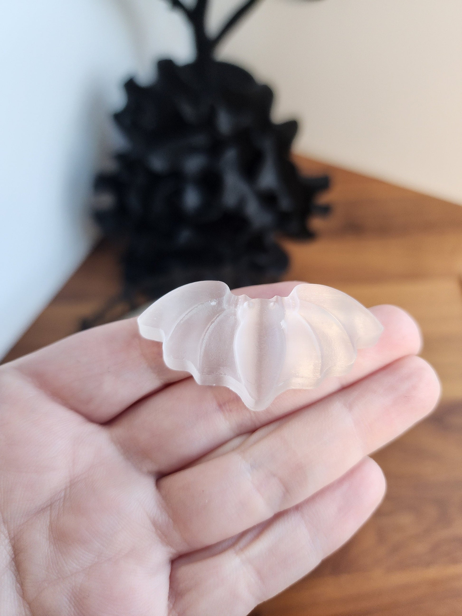 Selenite Mini Bat | White Bat | Delicate