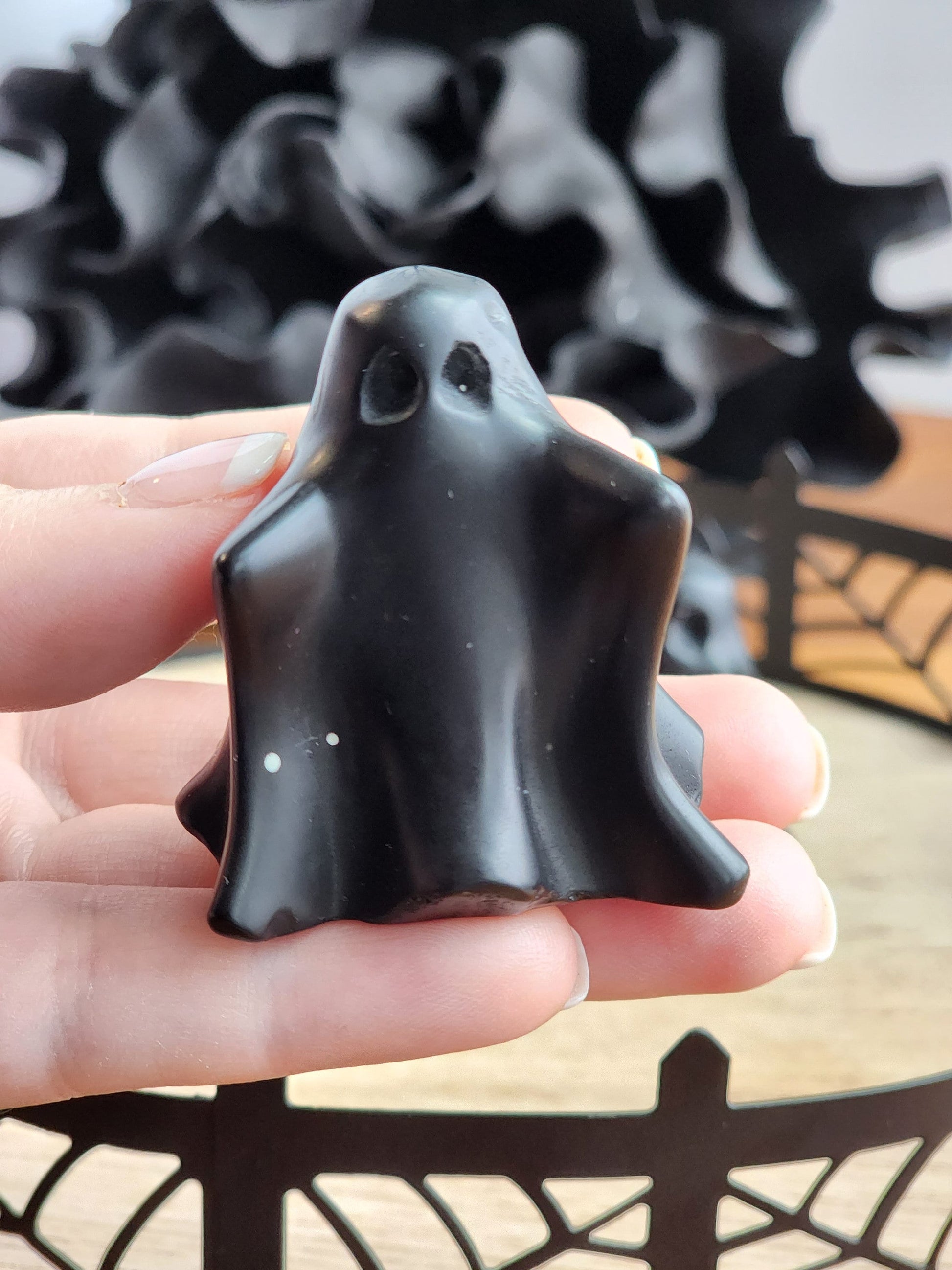 Misfit Ghost Crystal | Obsidian | Halloween | Spooky Season Crystals | Cute 3D Carving | Witchy Vibes | Intuitively Chosen | Small & Mini