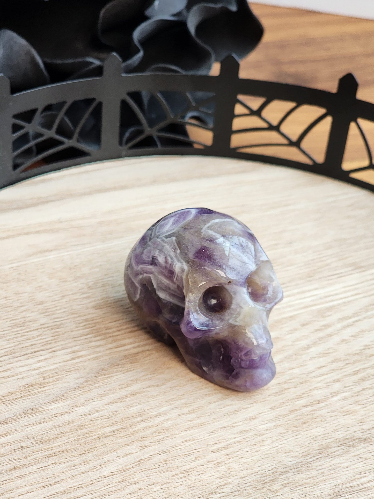 Personal Collection | Dream Amethyst Skull | Medium Crystal Carving | Purple Chevron Ame | Only One Available